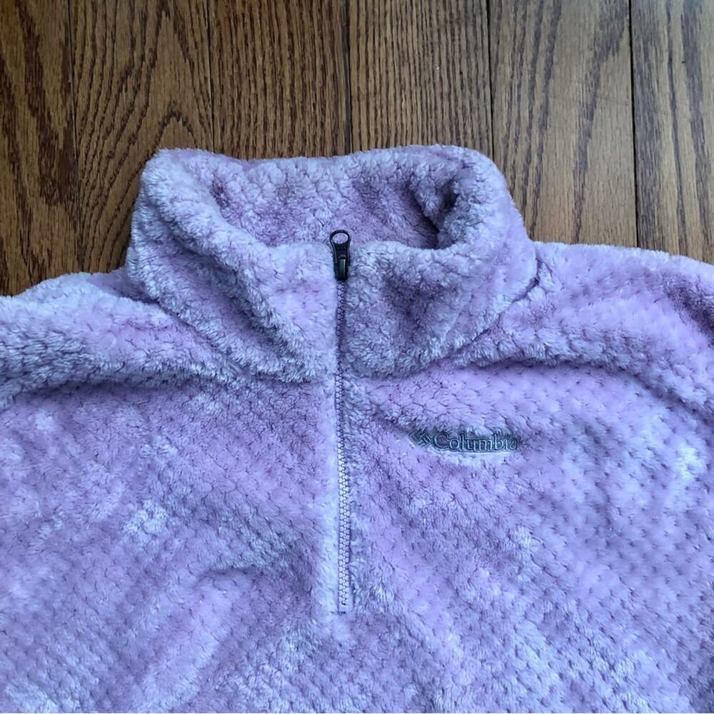 Columbia Fireside Sherpa Sweatshirt Sweater Lavender half zip Girl's Size XL - Picture 3 of 10